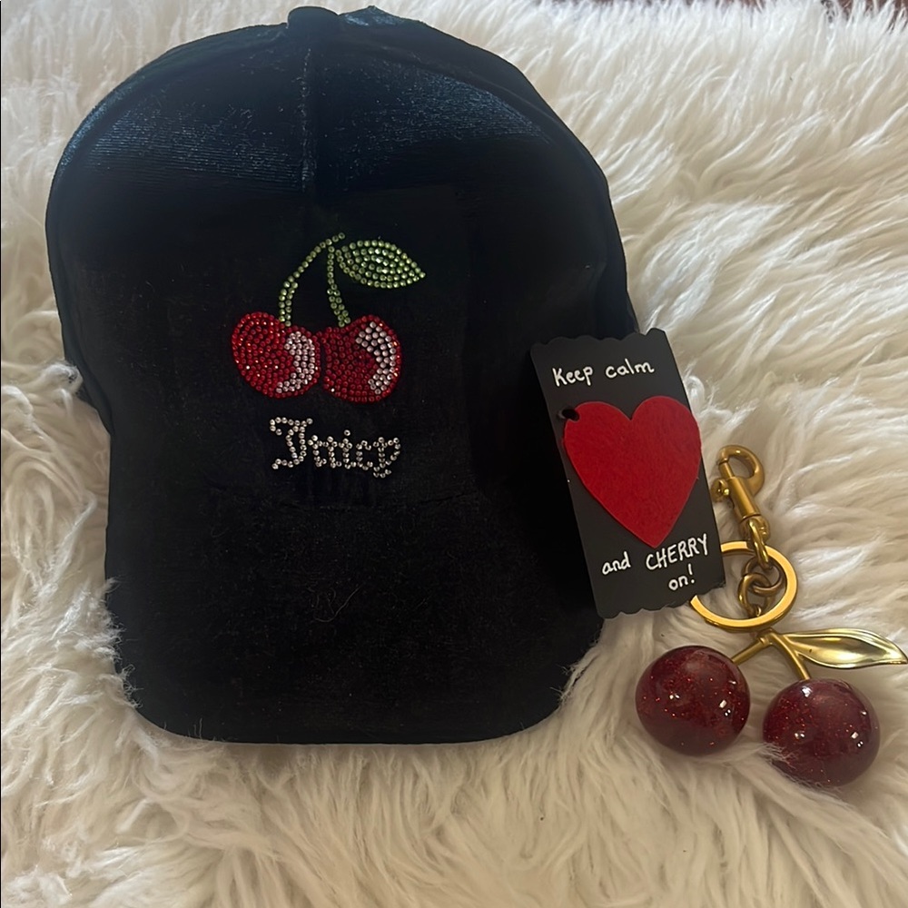 NWT 🍒 bundle Juicy Couture cap with Cherry bag charm
